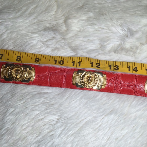 Red leather genuine leather belt size large - Picture 10 of 11